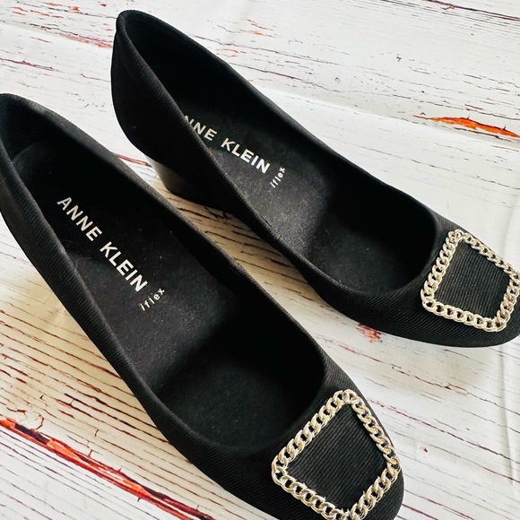 Anne Klein Black and Silver wedge heels with Silver Detail - Picture 4 of 5